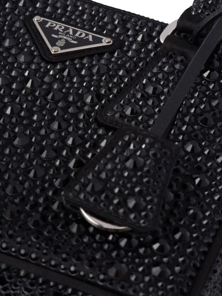 Black Galleria Crystal-embellished Satin Mini Bag