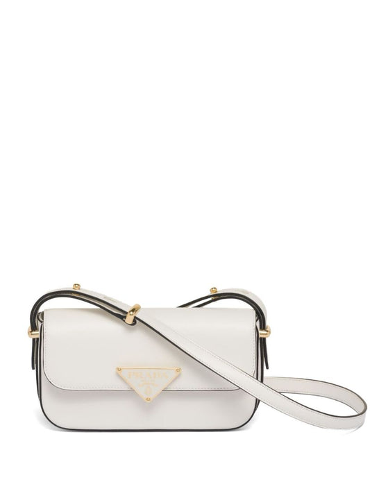 White EmblÃ_x0083_Â¨me Leather Shoulder Bag