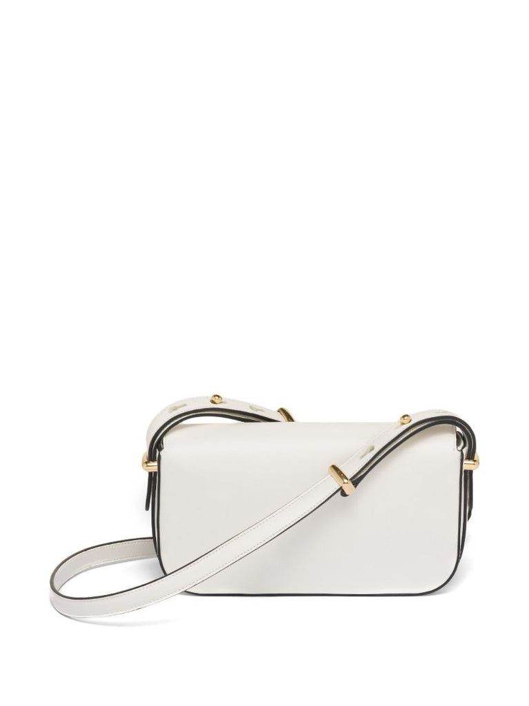 White EmblÃ_x0083_Â¨me Leather Shoulder Bag
