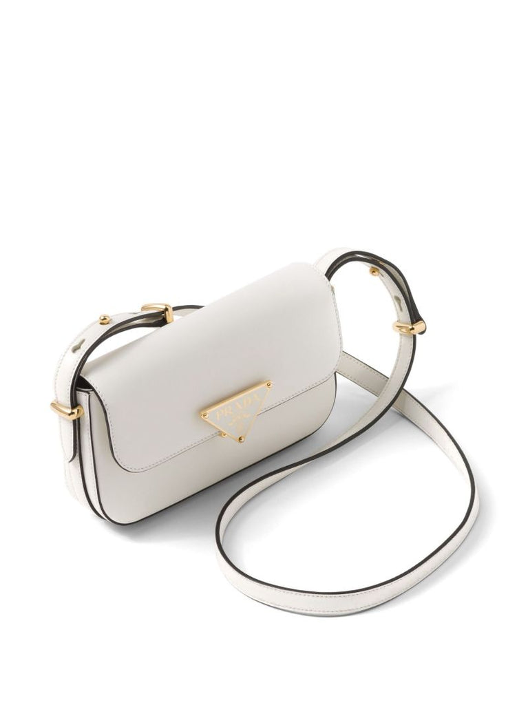 White EmblÃ_x0083_Â¨me Leather Shoulder Bag