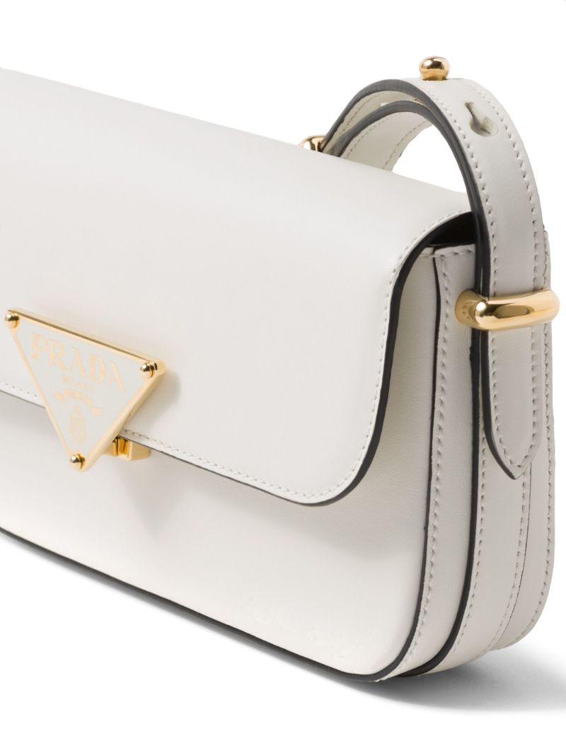 White EmblÃ_x0083_Â¨me Leather Shoulder Bag