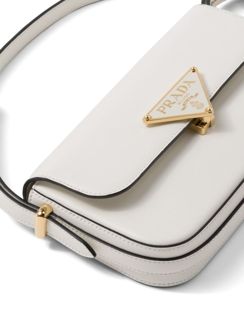 White EmblÃ_x0083_Â¨me Leather Shoulder Bag