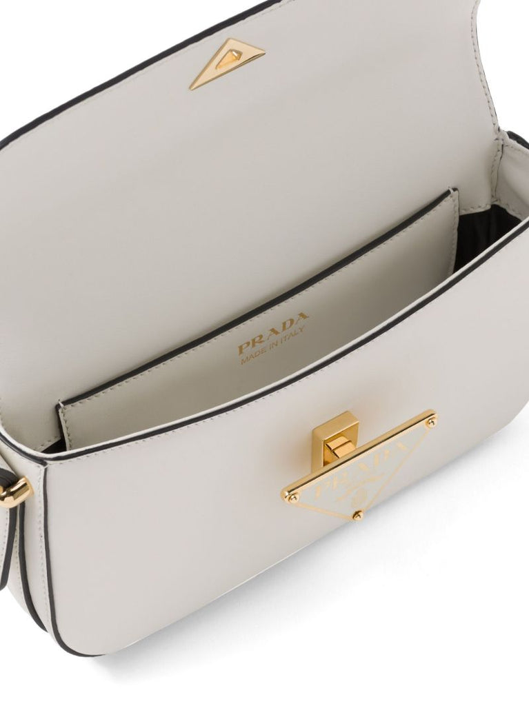 White EmblÃ_x0083_Â¨me Leather Shoulder Bag
