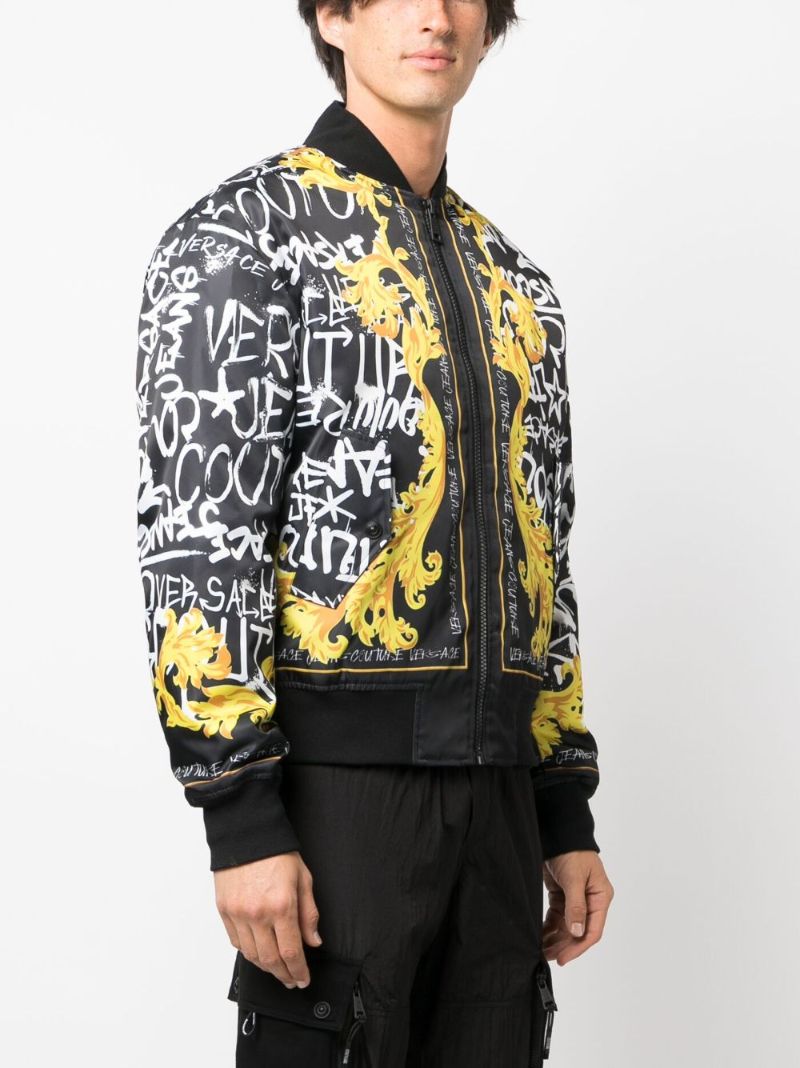 Black Barocco Logo-print Bomber Jacket