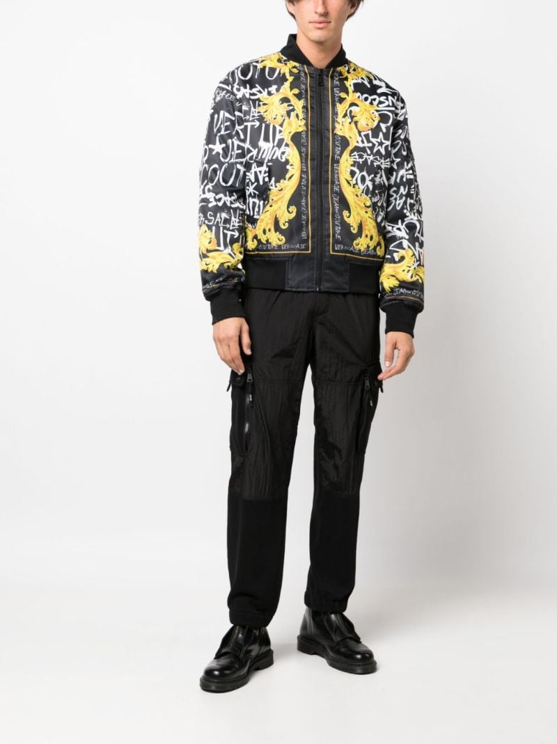 Black Barocco Logo-print Bomber Jacket