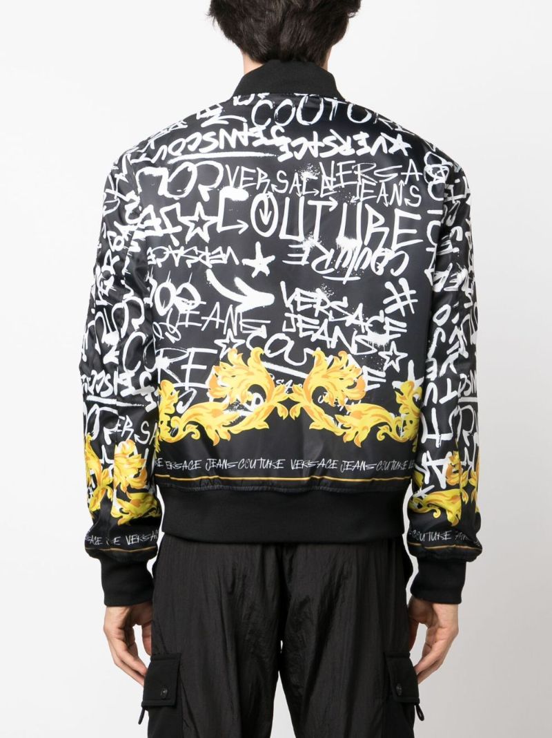 Black Barocco Logo-print Bomber Jacket