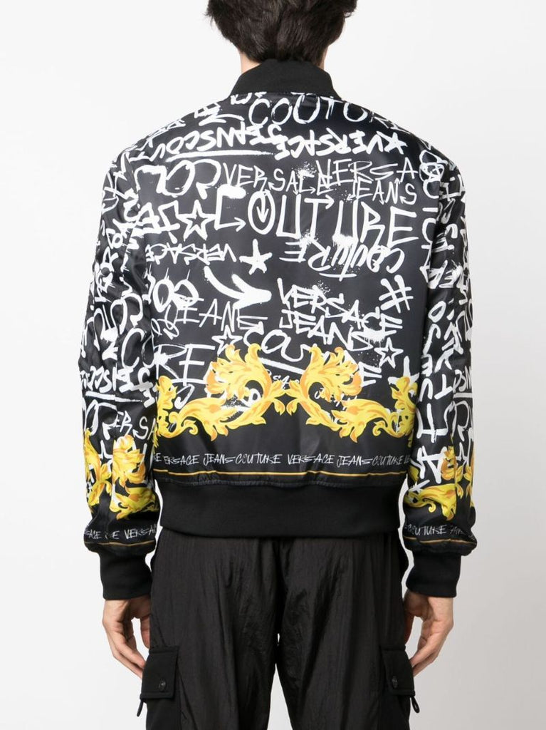 Black Barocco Logo-print Bomber Jacket