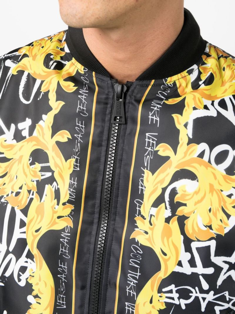 Black Barocco Logo-print Bomber Jacket