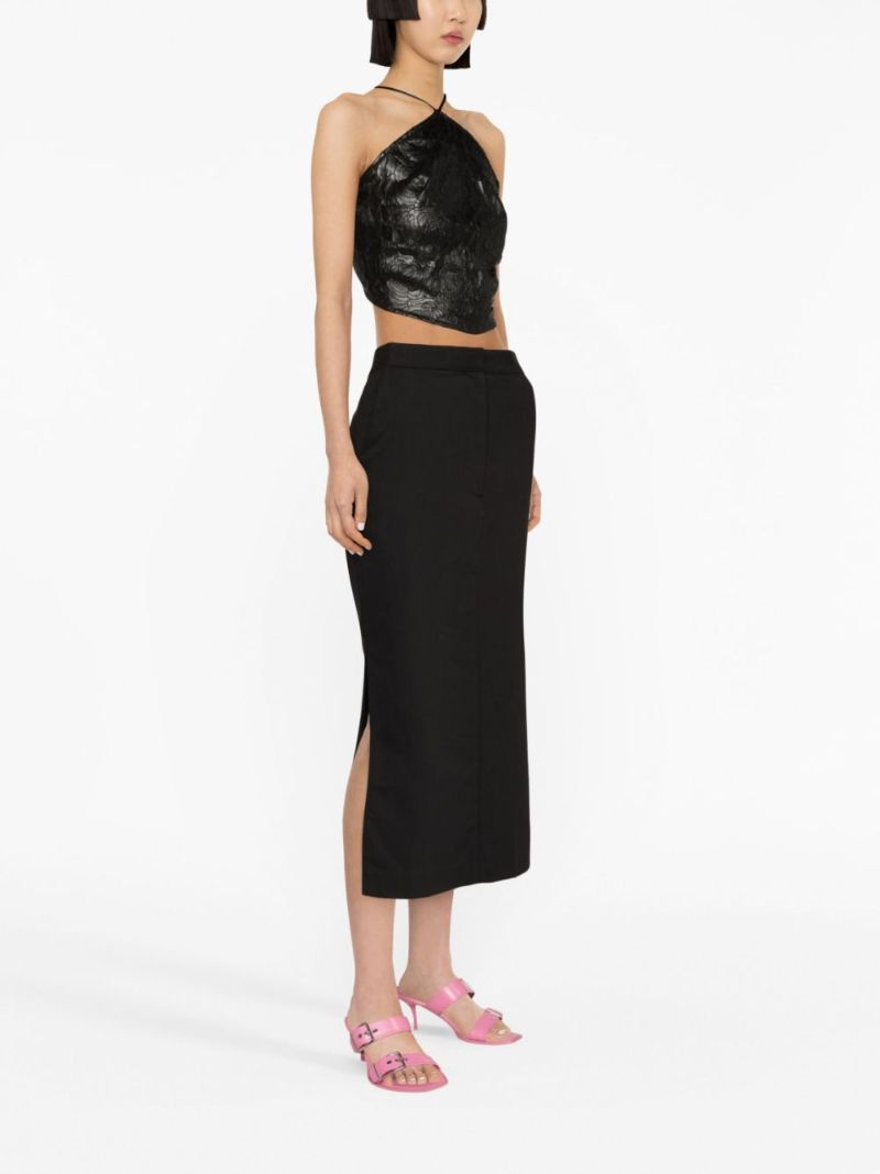Black Flower Halterneck Top