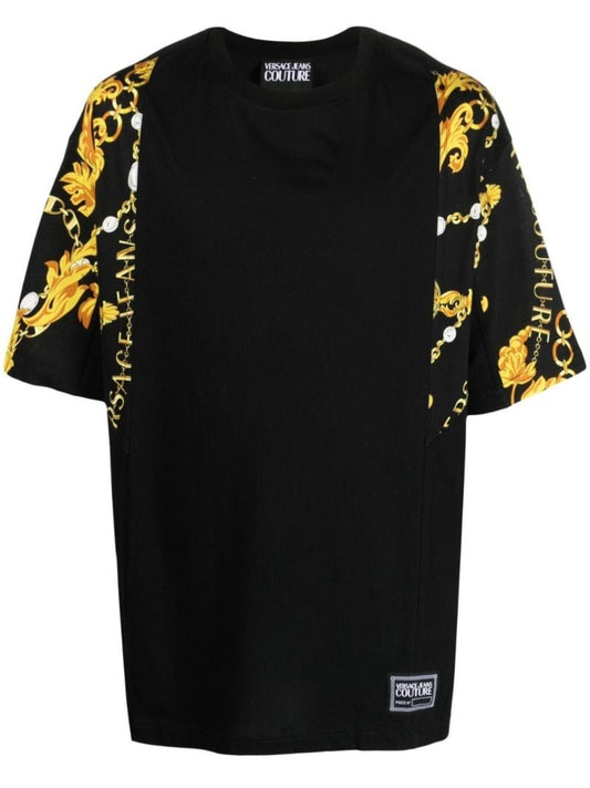 Black Chain Couture Cotton T-shirt
