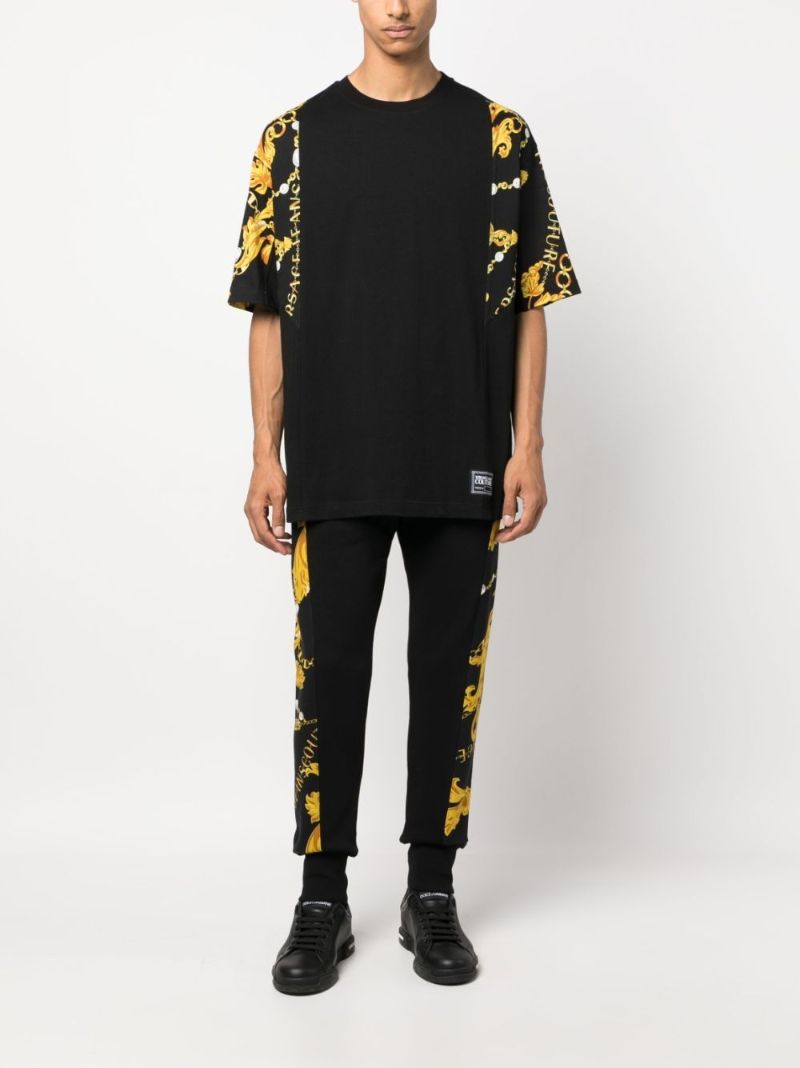 Black Chain Couture Cotton T-shirt