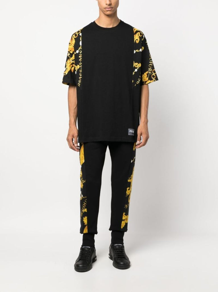 Black Chain Couture Cotton T-shirt