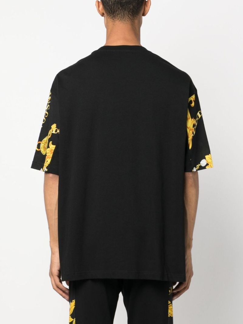 Black Chain Couture Cotton T-shirt
