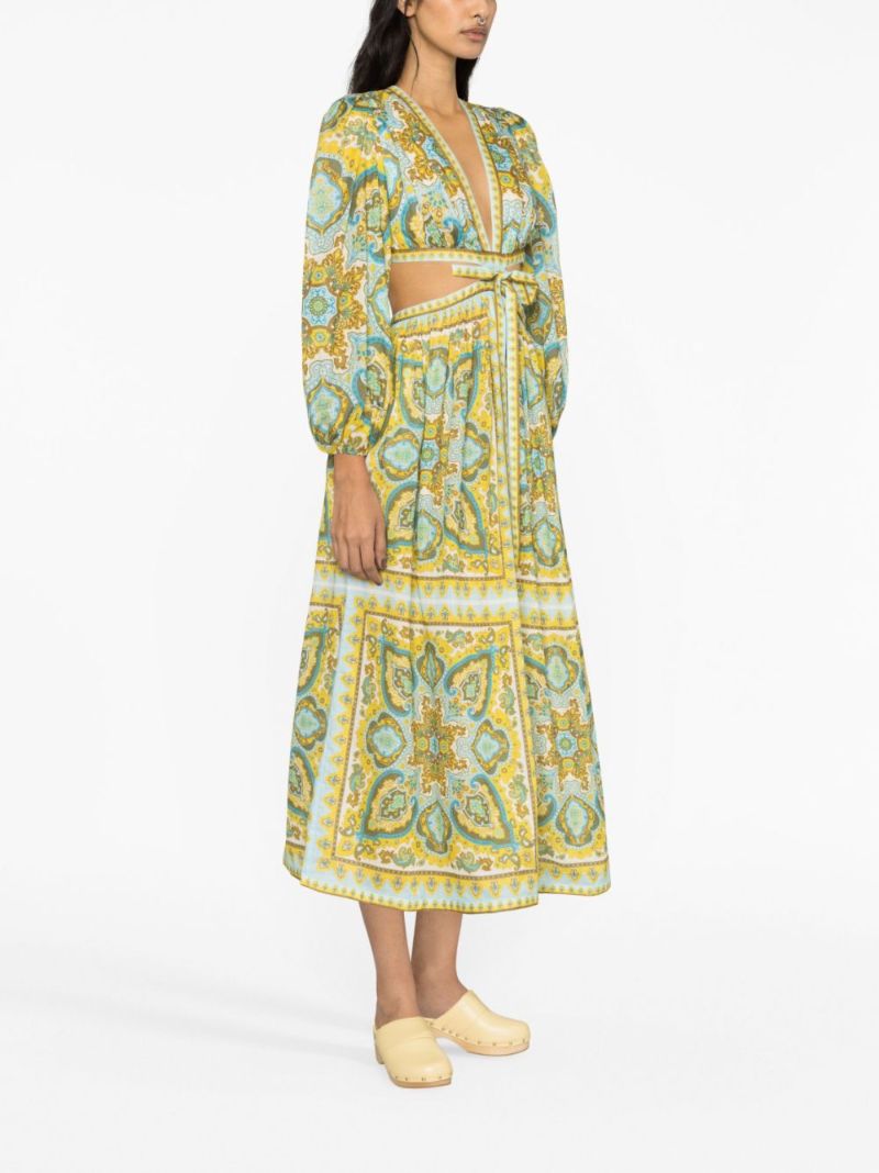 Green Halycon Cut Out Dress