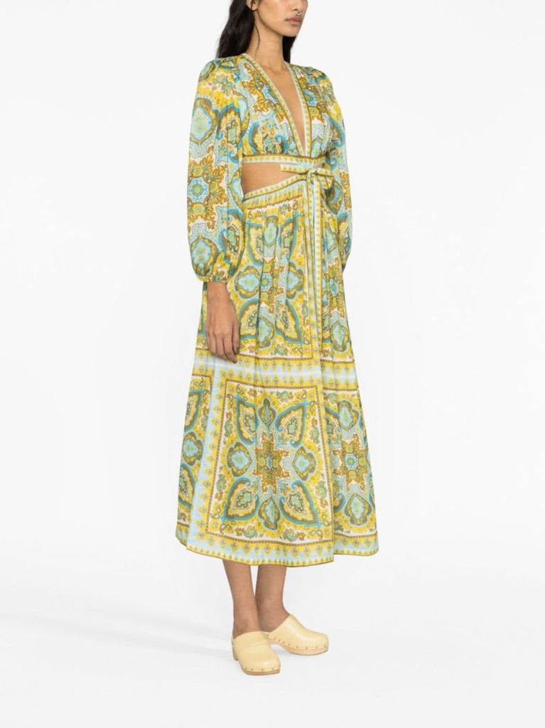 Green Halycon Cut Out Dress