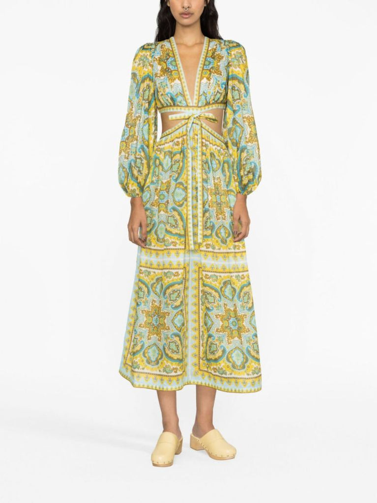 Green Halycon Cut Out Dress
