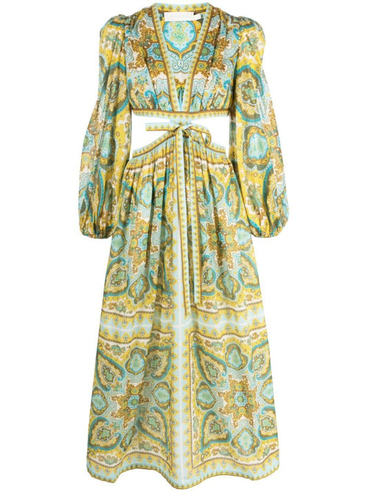 Green Halycon Cut Out Dress