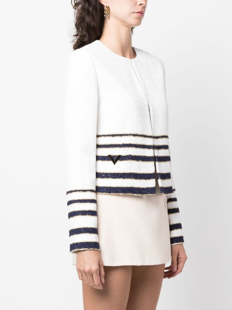 White MariniÃ_x0083_Â¨re Tweed Jacket
