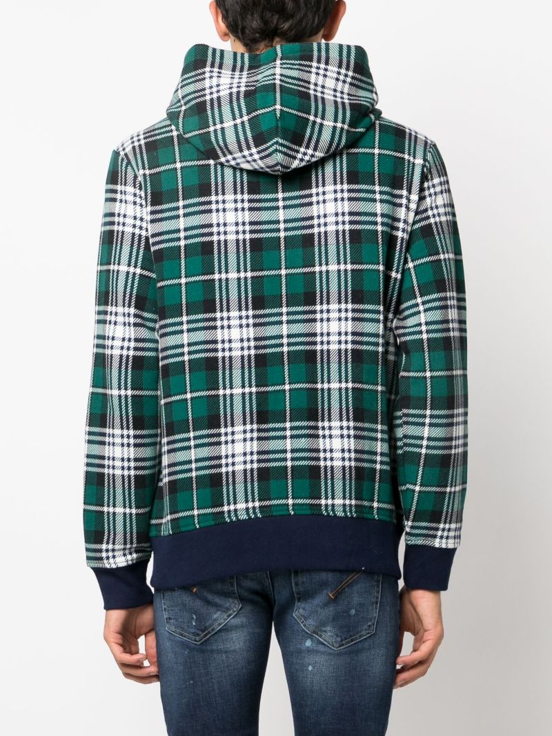 Green Polo Bear Plaid Hoodie