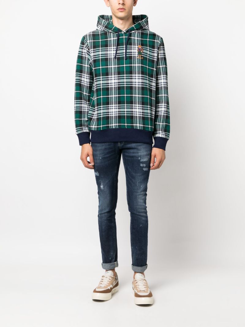 Green Polo Bear Plaid Hoodie