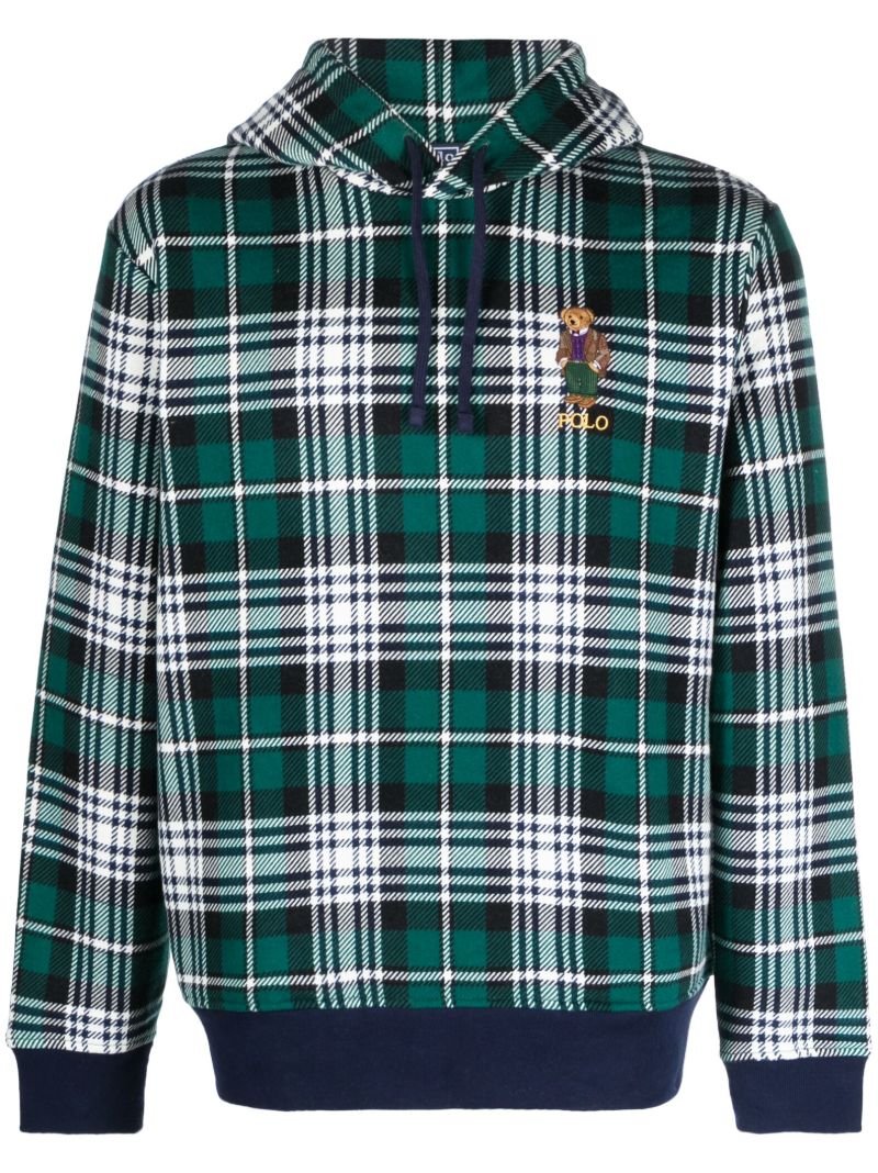 Green Polo Bear Plaid Hoodie