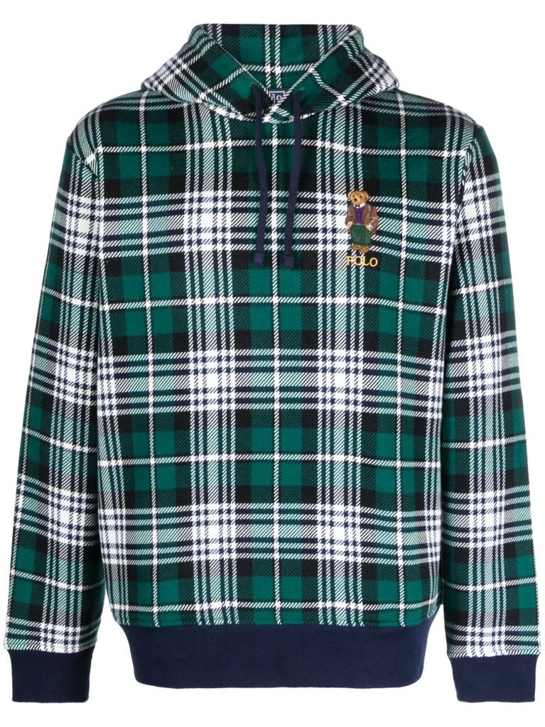Green Polo Bear Plaid Hoodie
