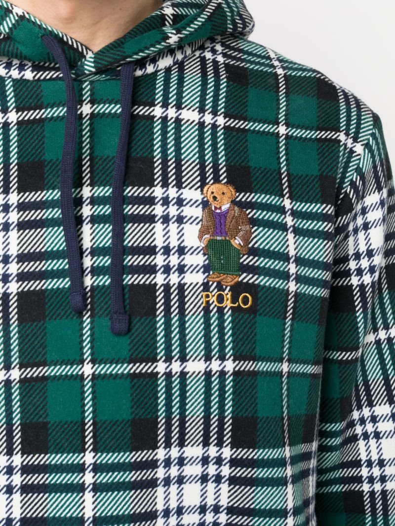 Green Polo Bear Plaid Hoodie