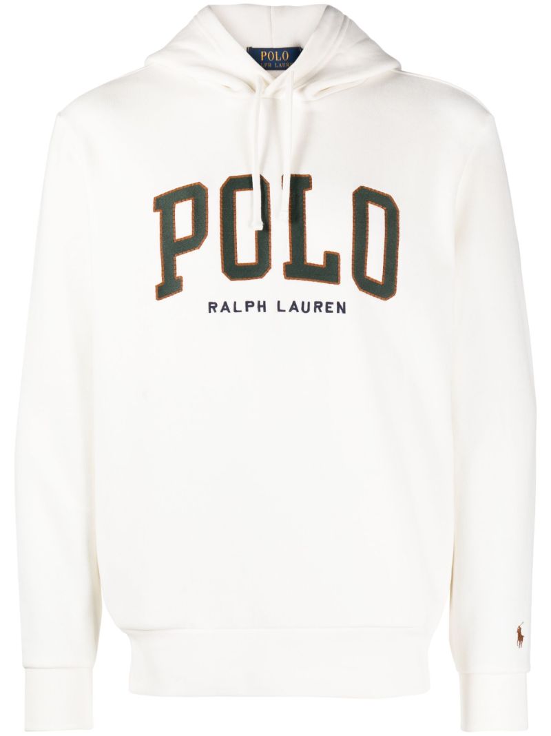 White Logo-embroidered Cotton Hoodie