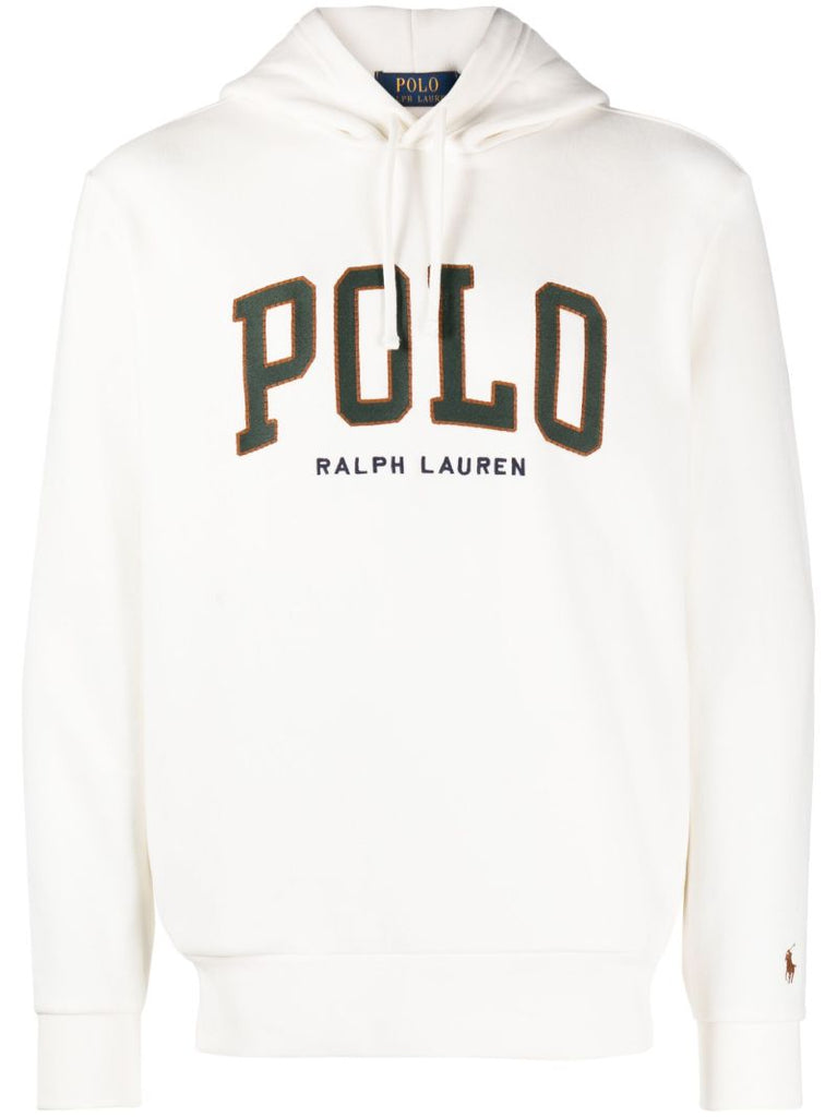 White Logo-embroidered Cotton Hoodie