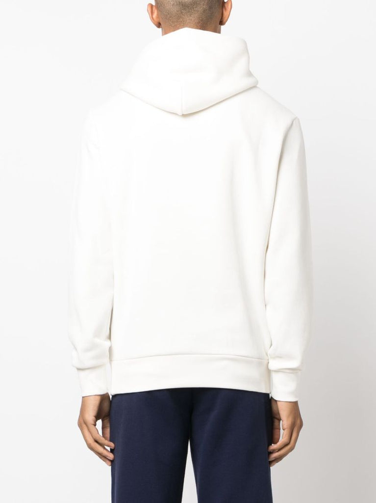White Logo-embroidered Cotton Hoodie