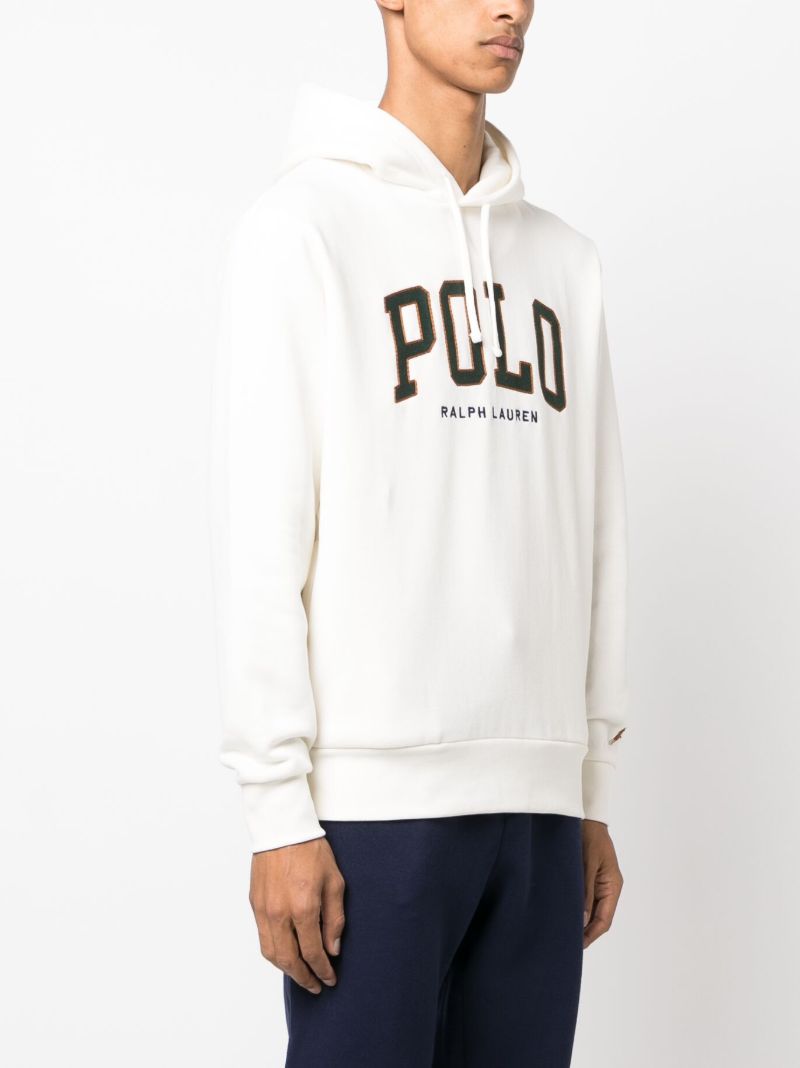 White Logo-embroidered Cotton Hoodie