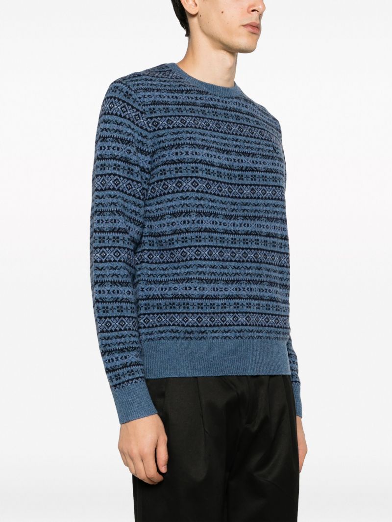 Blue Jacquard Wool Sweater