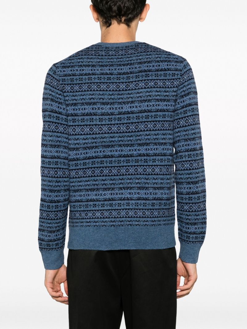 Blue Jacquard Wool Sweater