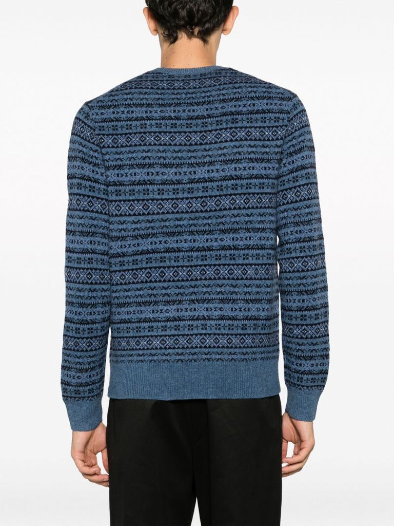 Blue Jacquard Wool Sweater
