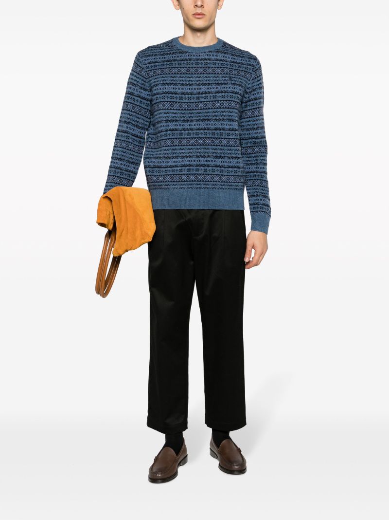 Blue Jacquard Wool Sweater