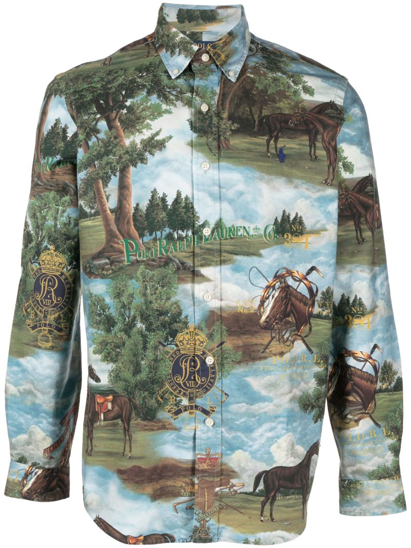 Green Printed Cotton Shirt