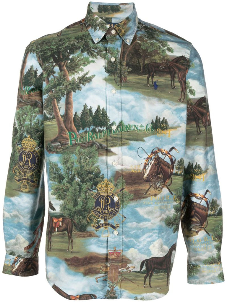 Green Printed Cotton Shirt