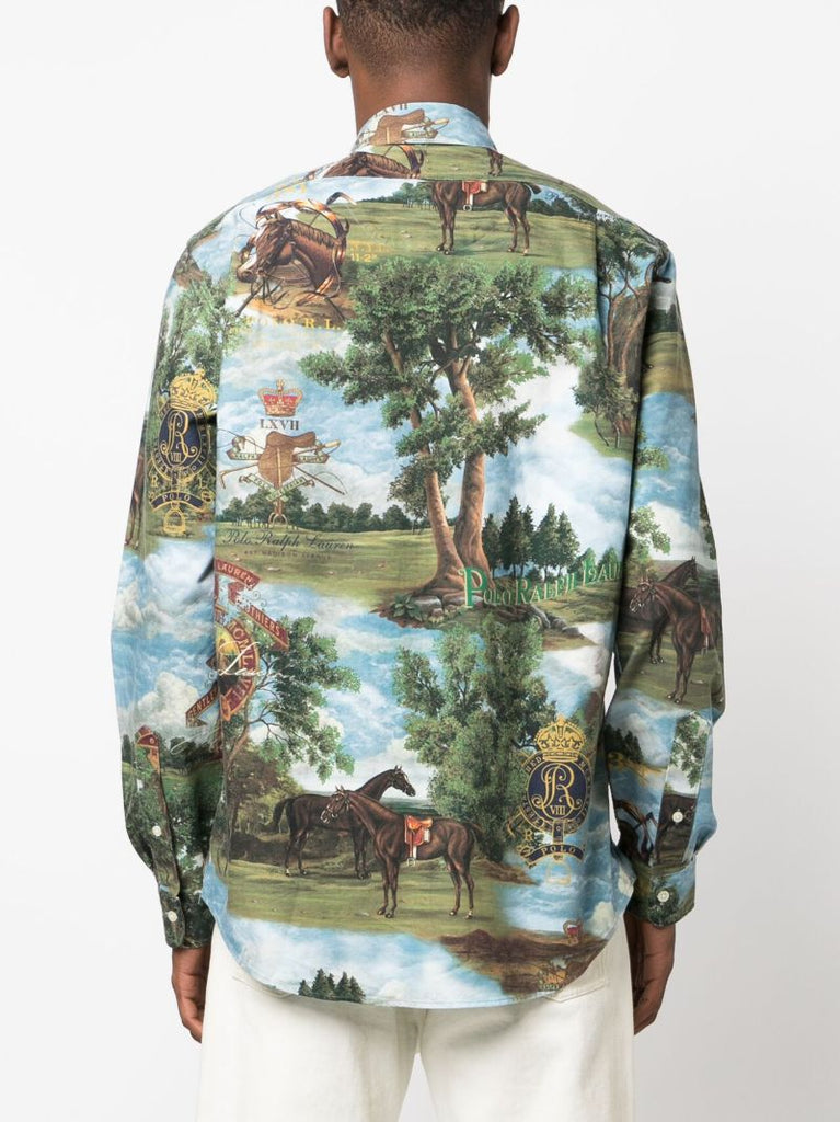 Green Printed Cotton Shirt