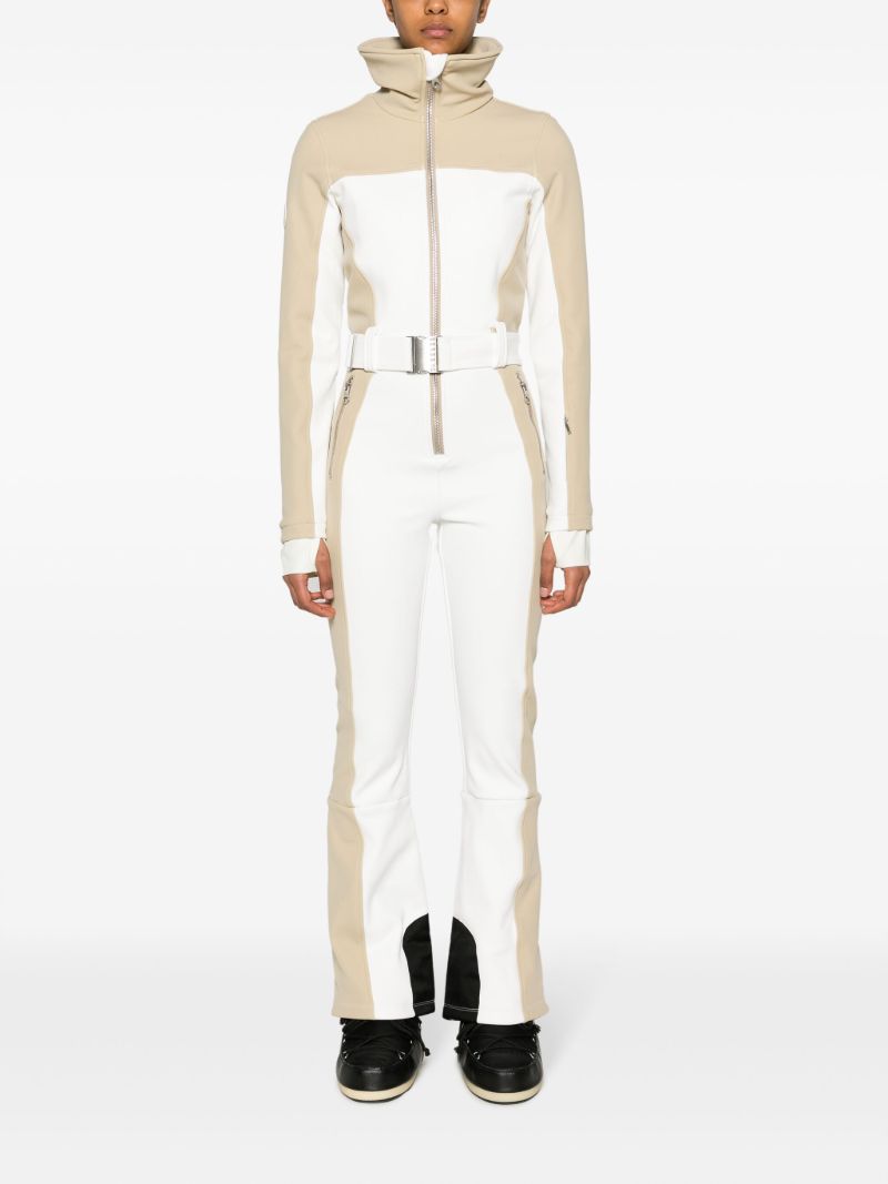 White Badia Padded Belted Ski Suit