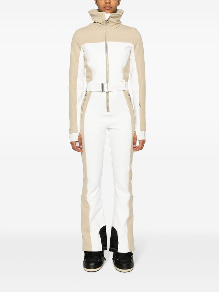 White Badia Padded Belted Ski Suit