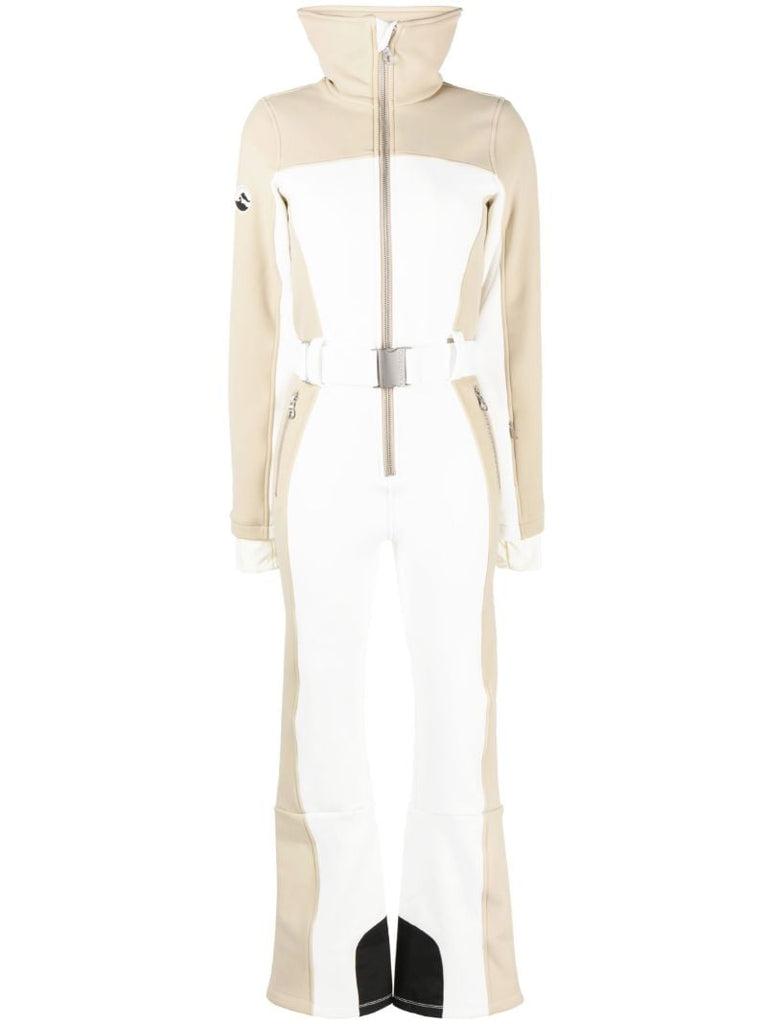 White Badia Padded Belted Ski Suit