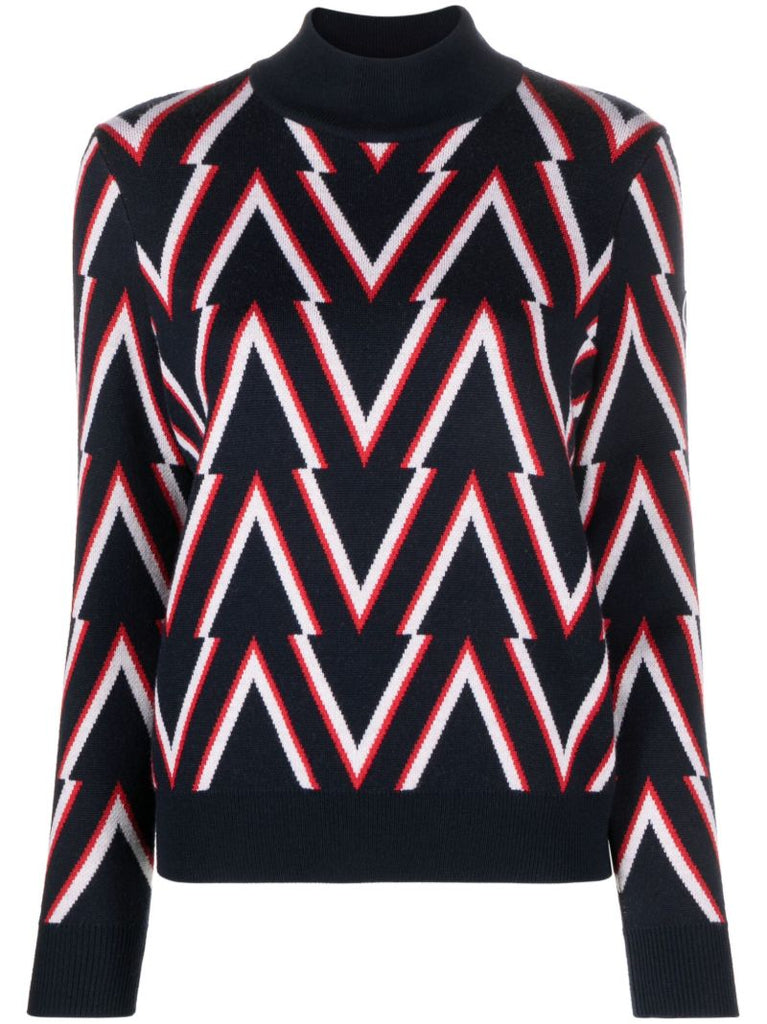 Blue Stephanie Chevron-pattern Sweater