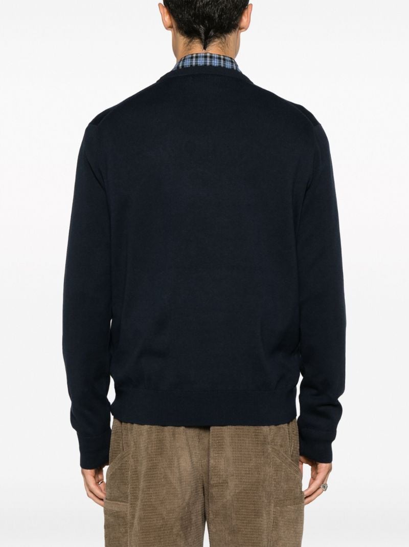 Blue Logo-embroidered Cotton Sweater