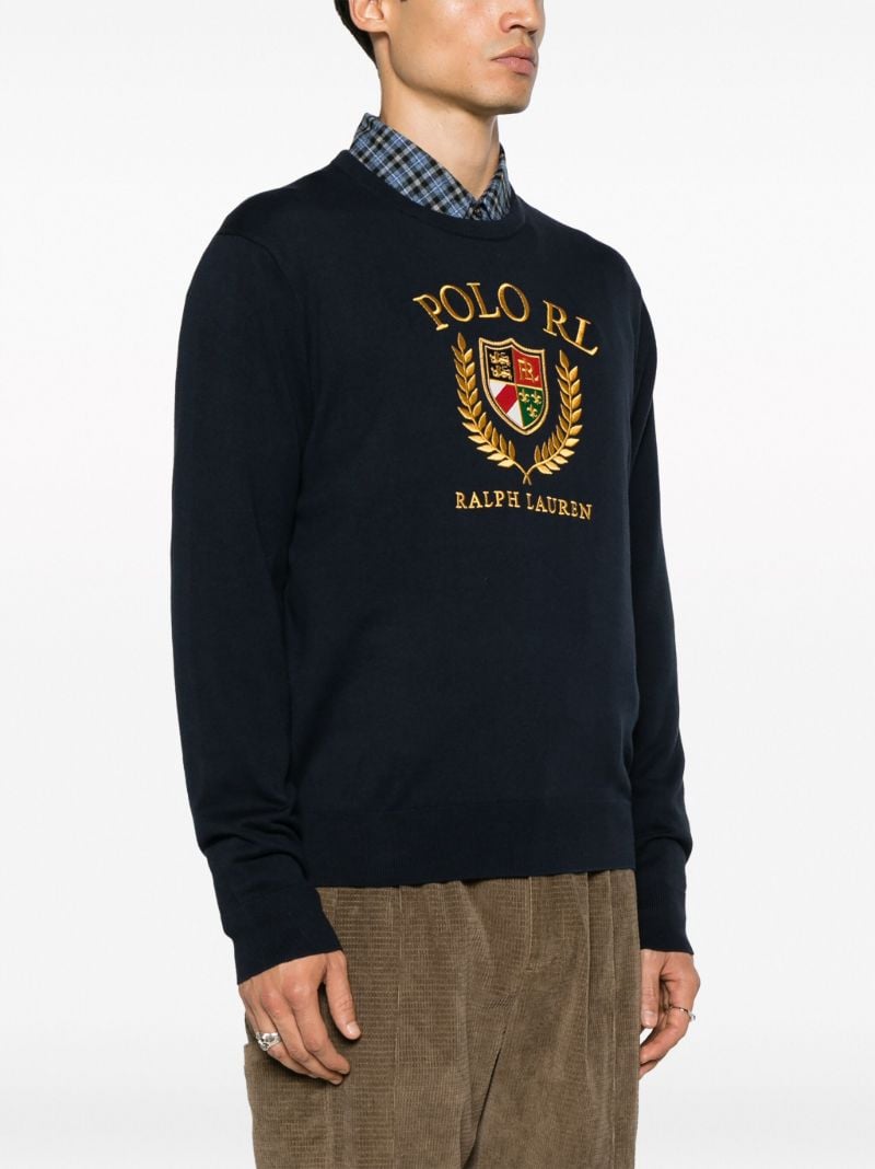 Blue Logo-embroidered Cotton Sweater