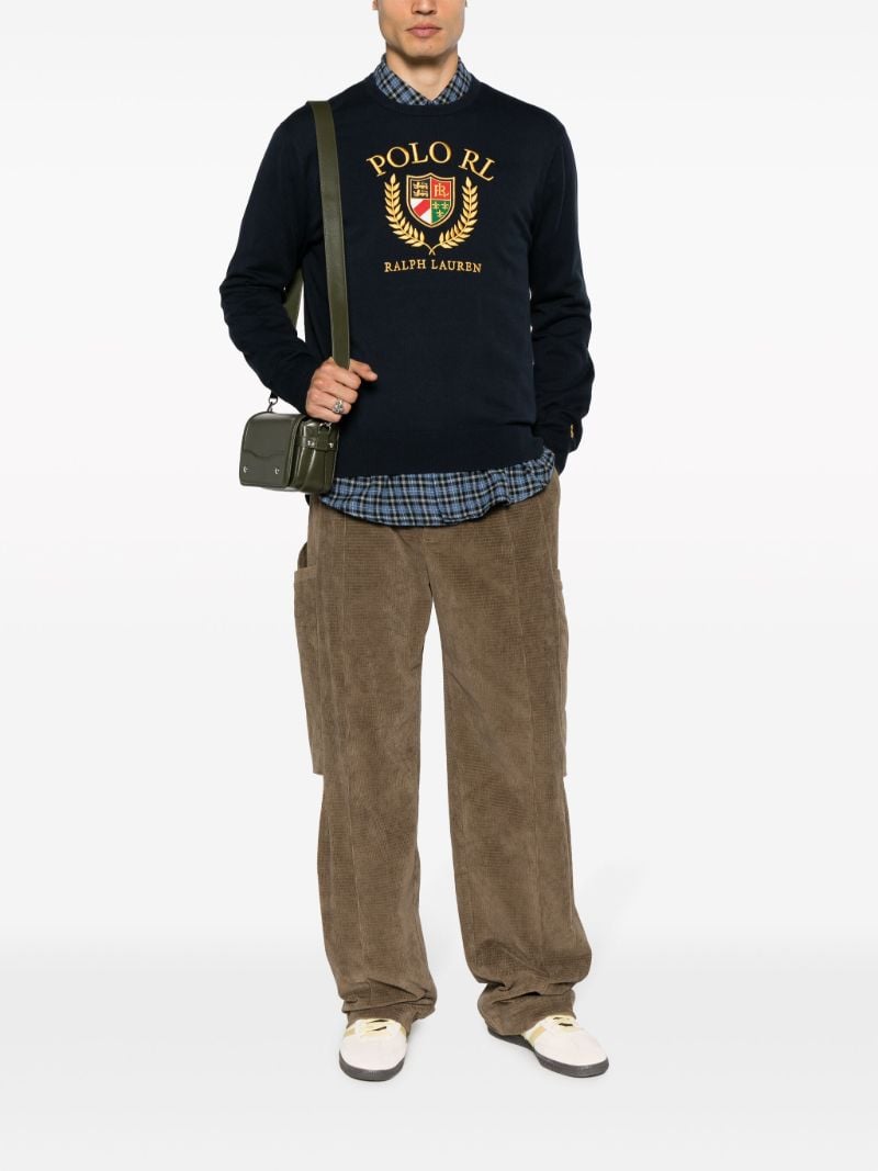 Blue Logo-embroidered Cotton Sweater