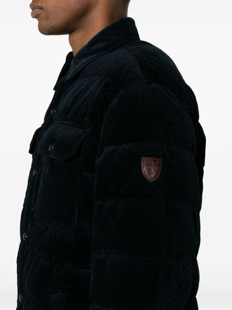 Blue Corduroy Quilted Puffer Jacket