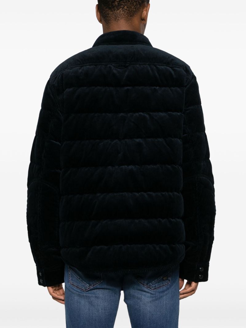 Blue Corduroy Quilted Puffer Jacket