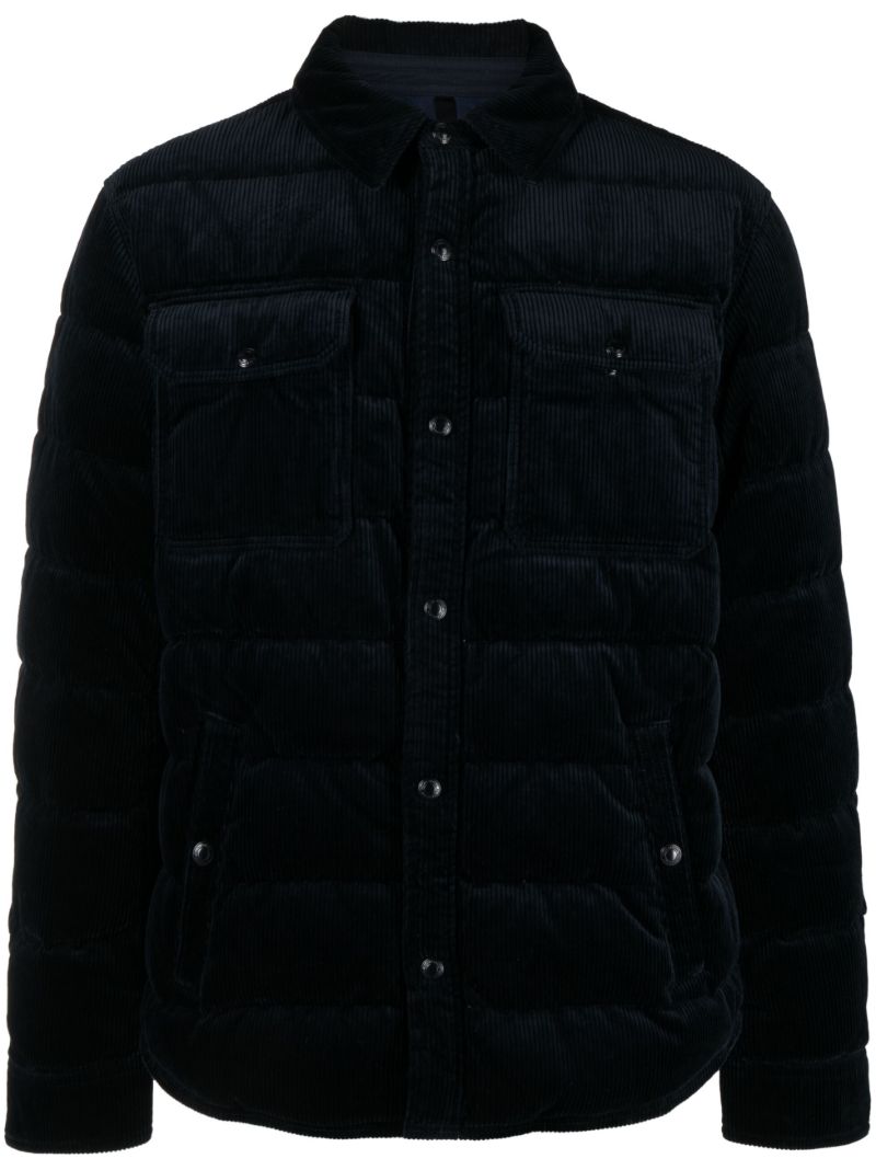 Blue Corduroy Quilted Puffer Jacket