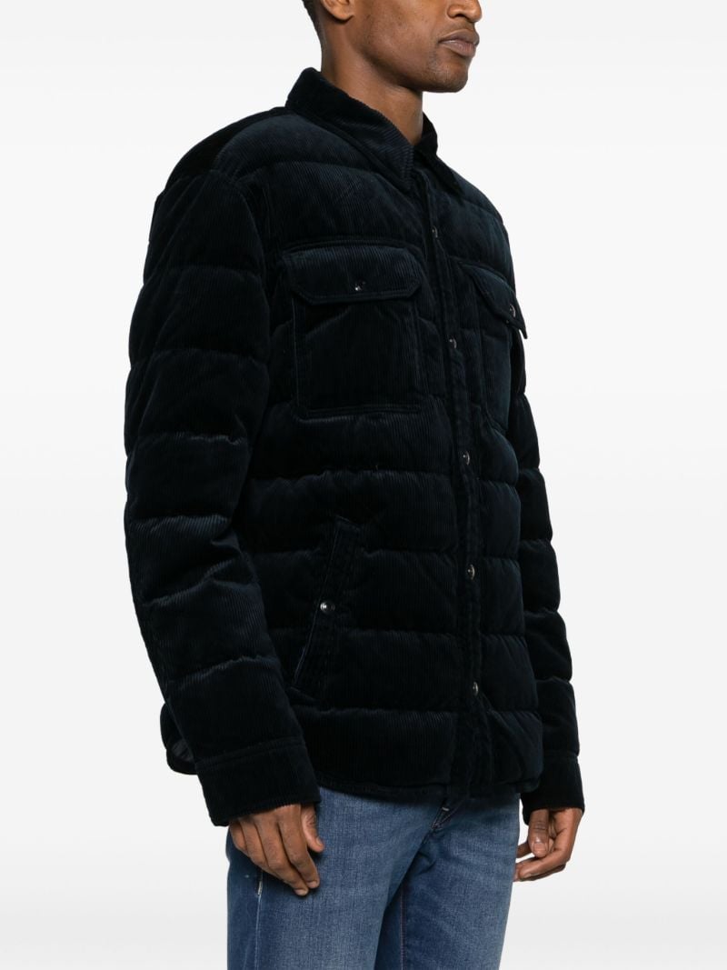 Blue Corduroy Quilted Puffer Jacket