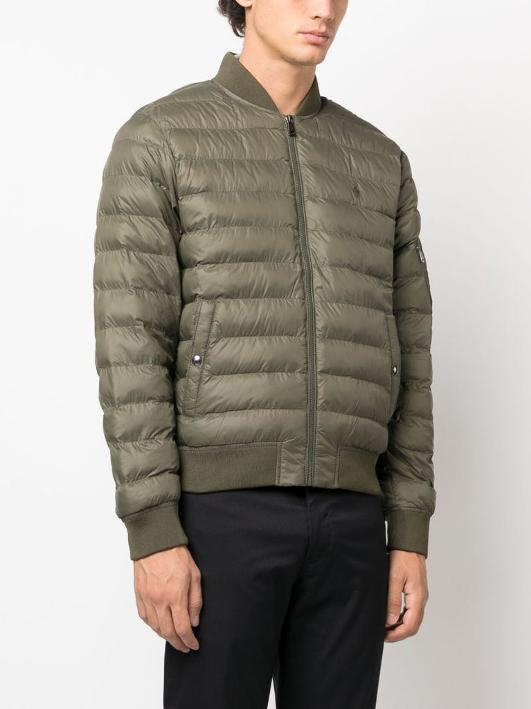 Green Terra Quilted Bomber Jacket